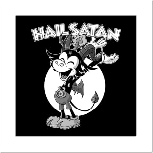 HAIL SATAN Baphomet 30s retro Cartoon Blackcraft Cute Posters and Art